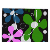 Grand Sac Cadeau Fleurs funky en vert, rose & bleu (Dos)