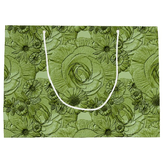 Grand Sac Cadeau Fleurs incorporées - Sac-CADEAU vert L (Dos)