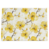 Grand Sac Cadeau Fleurs Jaune Or Mariage (Devant)