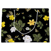 Grand Sac Cadeau Fleurs jaunes et roses blanches 2 (Devant)