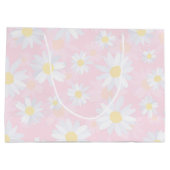 Grand Sac Cadeau Fleurs marguerites blanches Florales roses (Dos)