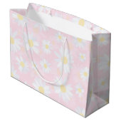Grand Sac Cadeau Fleurs marguerites blanches Florales roses (Dos Angle)
