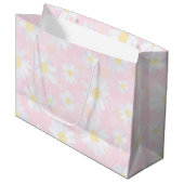 Grand Sac Cadeau Fleurs marguerites blanches Florales roses (Devant Angle)