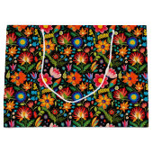 Grand Sac Cadeau Fleurs mexicaines de fiesta carrelées (Devant)