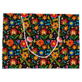 Grand Sac Cadeau Fleurs mexicaines de fiesta carrelées (Dos)