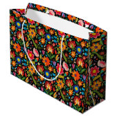 Grand Sac Cadeau Fleurs mexicaines de fiesta carrelées (Dos Angle)