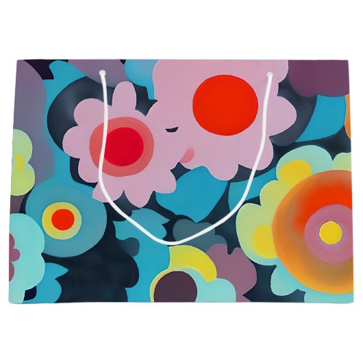 Grand Sac Cadeau Fleurs mod rétro (Devant)