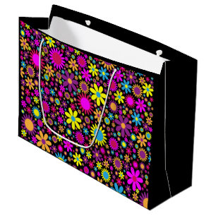 Grand Sac Cadeau Fleurs Psychédéliques Vibrantes en Fleur-67566