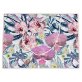 Grand Sac Cadeau Fleurs roses et orchidées. (Devant)