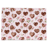 Grand Sac Cadeau Fleurs roses Roses brunes Cœur Fête de mariage (Dos)