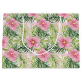 Grand Sac Cadeau Fleurs roses tropicales (Devant)