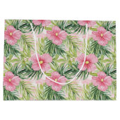 Grand Sac Cadeau Fleurs roses tropicales (Dos)