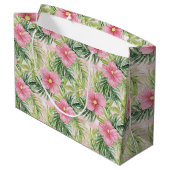 Grand Sac Cadeau Fleurs roses tropicales (Dos Angle)