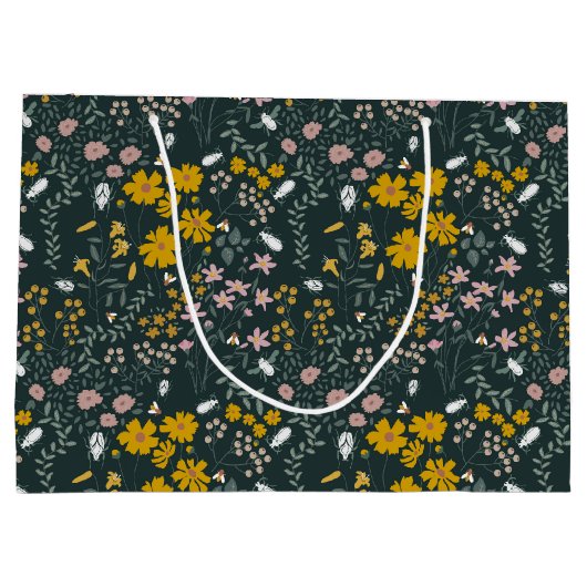 Grand Sac Cadeau Fleurs sauvages bohémiens de la moutarde (Dos)