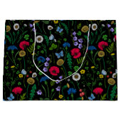 Grand Sac Cadeau Fleurs sauvages en noir (Devant)