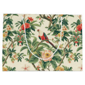 Grand Sac Cadeau Fleurs tropicales colorées Oiseaux (Dos)
