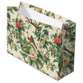 Grand Sac Cadeau Fleurs tropicales colorées Oiseaux (Devant Angle)