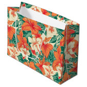Grand Sac Cadeau Fleurs tropicales motif Hawaiian vibe (Devant Angle)