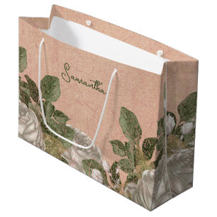 Grand Sac Cadeau Fleurs Vintage Personnalisées