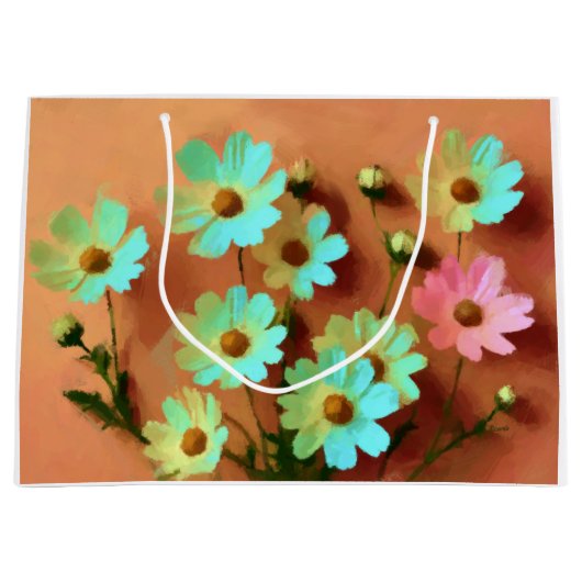 Grand Sac Cadeau Fleurs Zinnia Elegans (Devant)