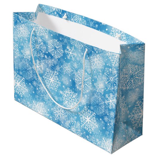 Grand Sac Cadeau Flocon de neige bleu (Dos Angle)