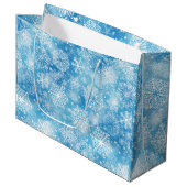 Grand Sac Cadeau Flocon de neige bleu (Devant Angle)