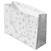 Grand Sac Cadeau Flocon de neige de scintillement - gris et Blanc (Dos Angle)