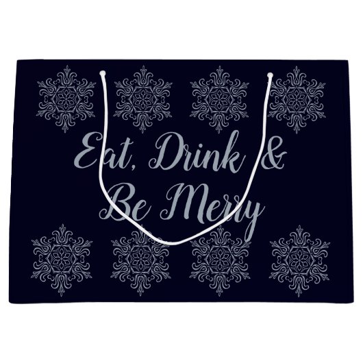 Grand Sac Cadeau Flocon de neige en argent orange (Devant)