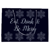 Grand Sac Cadeau Flocon de neige en argent orange (Dos)