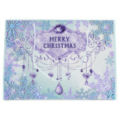 Grand Sac Cadeau Flocon de neige gelé hiver Wonderland Noël (Devant)