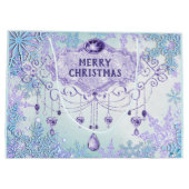 Grand Sac Cadeau Flocon de neige gelé hiver Wonderland Noël (Dos)