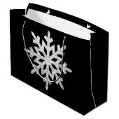 Grand Sac Cadeau Flocon de neige Parties scintillant en argent (Dos Angle)