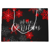 Grand Sac Cadeau Flocon de neige rouge noir Joyeux Noël nouvelle an (Devant)