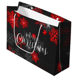 Grand Sac Cadeau Flocon de neige rouge noir Joyeux Noël nouvelle an