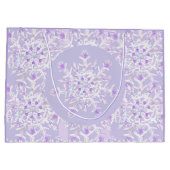 Grand Sac Cadeau flocon de neige violet clair et coeur étincelant (Dos)
