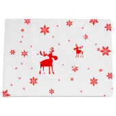 Grand Sac Cadeau Flocons de neige rouges simples modernes (Devant)