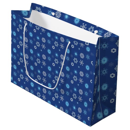 Grand Sac Cadeau flocons de Noël (Devant Angle)