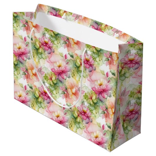 Grand Sac Cadeau Floral Alcohol Ink Style Pattern (Dos Angle)