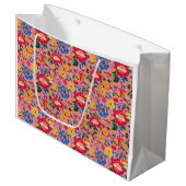 Grand Sac Cadeau Floral Chinoiserie rose vif (Devant Angle)