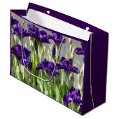 Grand Sac Cadeau Floral d'Irises violettes profondes (Devant Angle)