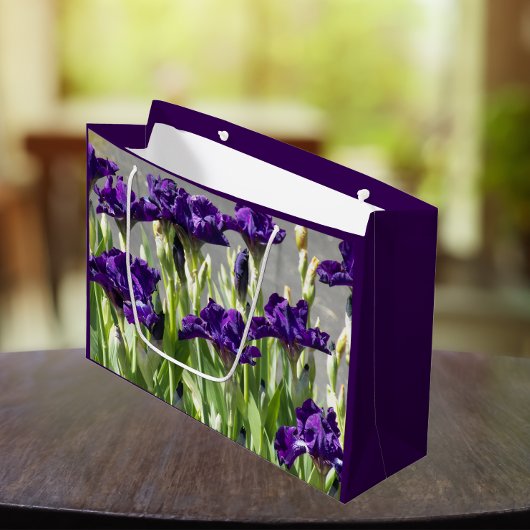 Grand Sac Cadeau Floral d'Irises violettes profondes