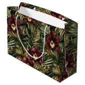Grand Sac Cadeau Floral d'orchidée rouge de Bourgogne (Dos Angle)