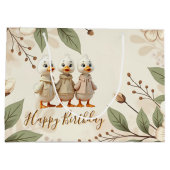 Grand Sac Cadeau Floral Et Canards Élégants Et Mélangés (Dos)