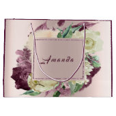 Grand Sac Cadeau Floral Mariage d'anniversaire Roses Marsala Blush (Dos)