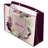 Grand Sac Cadeau Floral Mariage d'anniversaire Roses Marsala Blush (Dos Angle)
