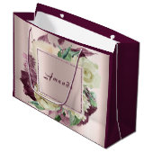 Grand Sac Cadeau Floral Mariage d'anniversaire Roses Marsala Blush (Devant Angle)