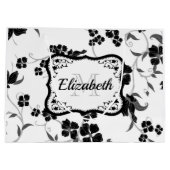 Grand Sac Cadeau Floral noir et blanc (Dos)