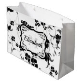 Grand Sac Cadeau Floral noir et blanc (Dos Angle)