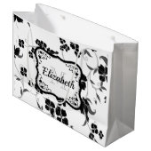 Grand Sac Cadeau Floral noir et blanc (Devant Angle)