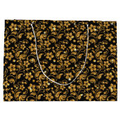 Grand Sac Cadeau Floral Noir Or (Dos)